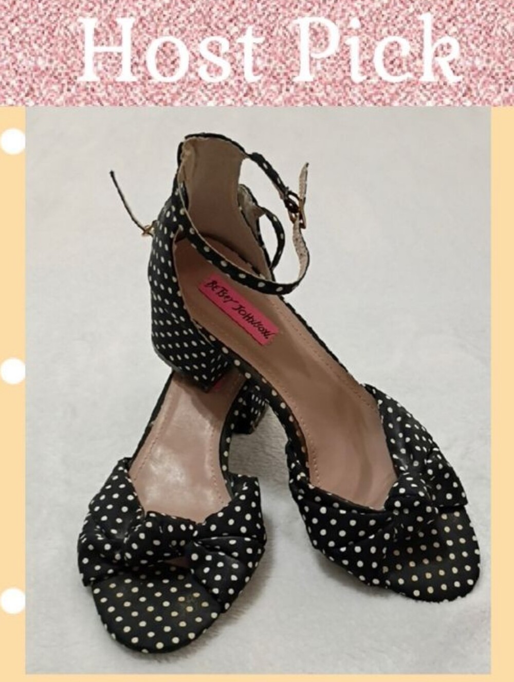 ⭐Host Pick⭐Betsey Johnson Black and White Polka Dot Bow Ankle-Strap Heels